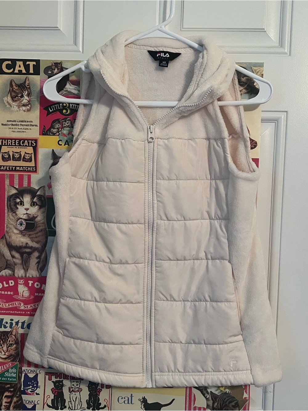FILA Women's Cream Hooded Puffer Vest